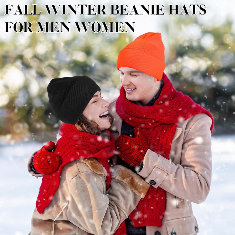 lucdnc Beanies for Men Women 2 Pack Fall Winter Men's Hats Unisex Warm Knit Skullies Beanies Soft Ski Caps - Image 5
